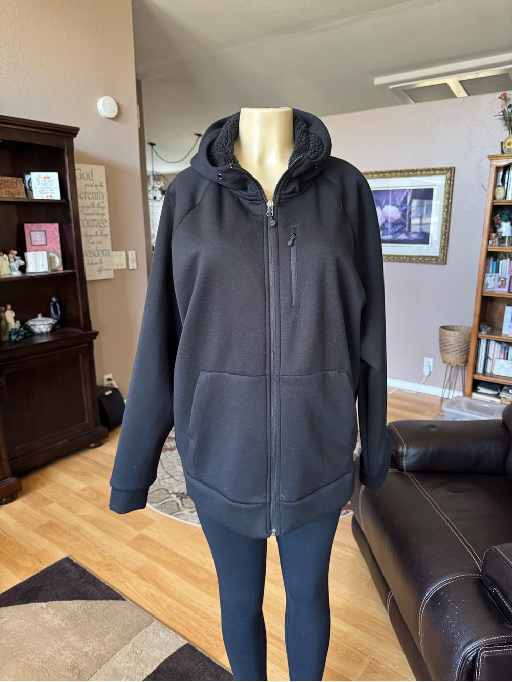 32 Degrees men’s hoodie sherpa lined zip up jacket-size L
